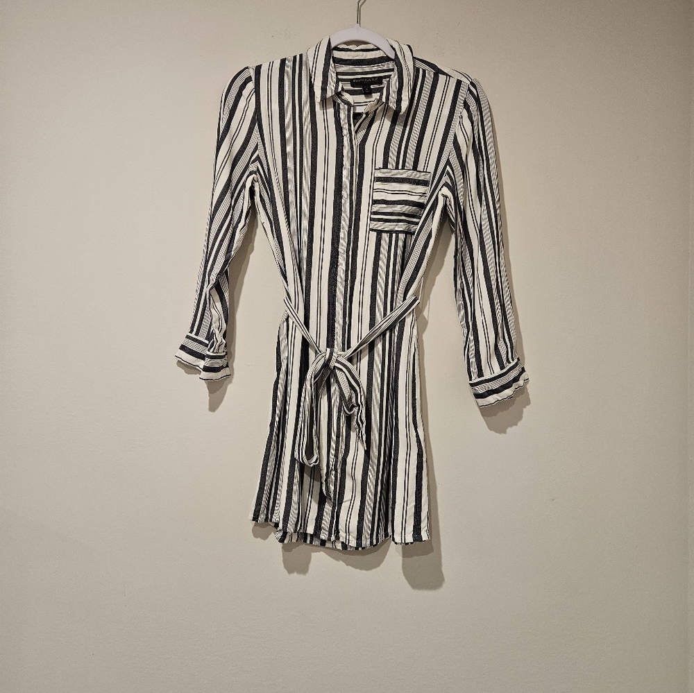 Banana Republic Petite Button Up Striped Mini Dress, Size 8